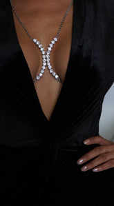 Crystal Glam Rhinestone Bra Chain - Silver
